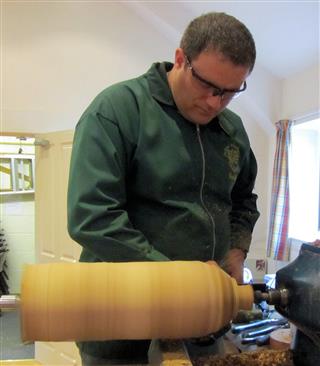 Paul getting started on a large log of laburnum
